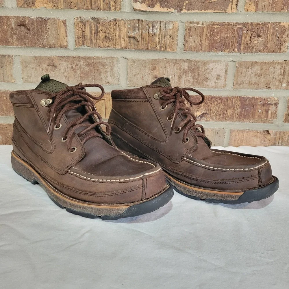 LL Bean Mens 10 Brown Leather Moc Toe Chukka Boots